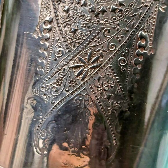 Antique Middleton Plate Co. Victorian Intricately Etched Pewter Chalice/Goblet - Picture 5 of 9